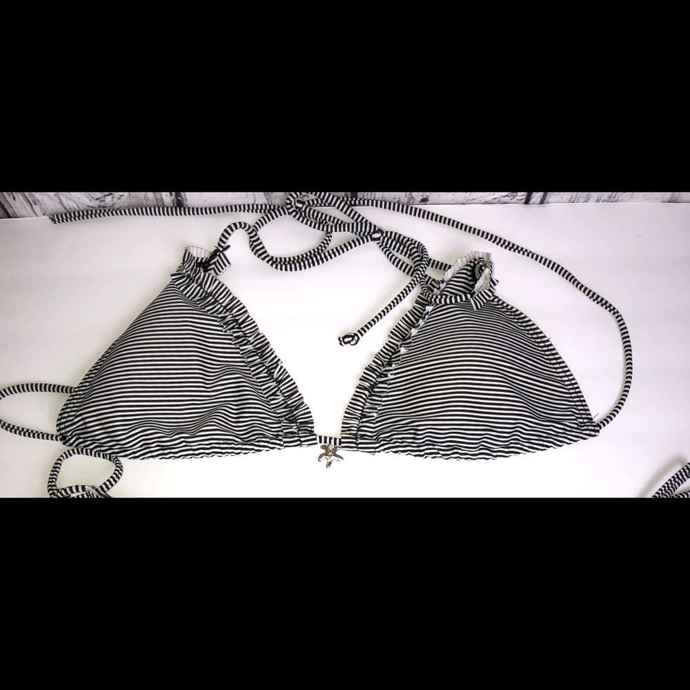 Aldo black and white stripes bikini top Large